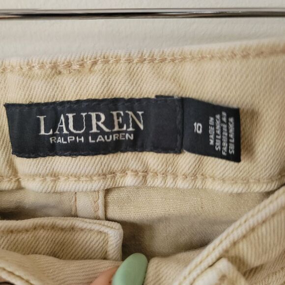 Lauren Ralph Lauren Women Mid-Rise Straight Leg Jeans Beige stretch size 10 - Picture 8 of 9